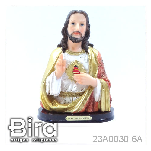 busto sagrado coracao jesus resina 15cm