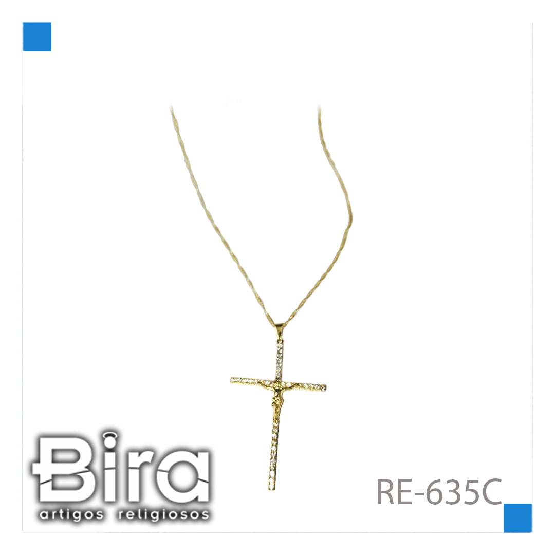 Bira Artigos Religiosos - CORRENTE CRUZ GRANDE C/ STRASS - CÓD. RE-635C