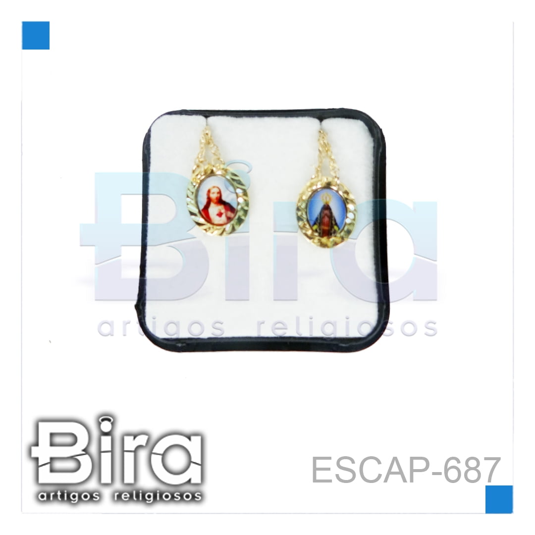 Bira Artigos Religiosos - ESCAPULARIO RED. PEQ. FOL. OURO CARMO COL. - CÓD. ESCAP-687
