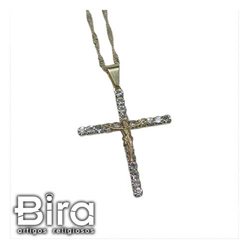 Bira Artigos Religiosos - CORRENTE FOL OU C/ PIN CRUZ STRASS C/ CRISTO