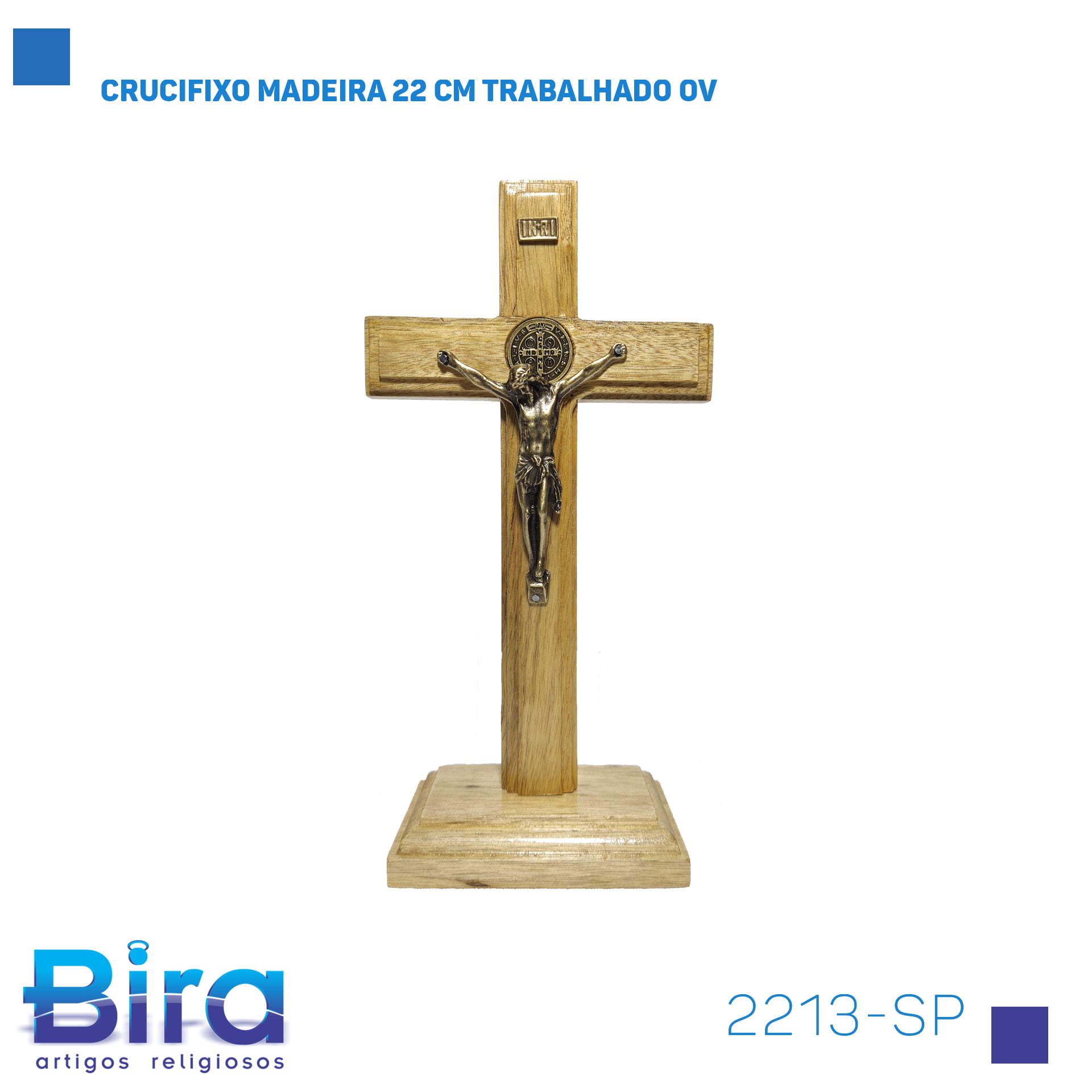Bira Artigos Religiosos - CRUCIFIXO MADEIRA 22 CM TRABALHADO OV - Cód 2213-SP