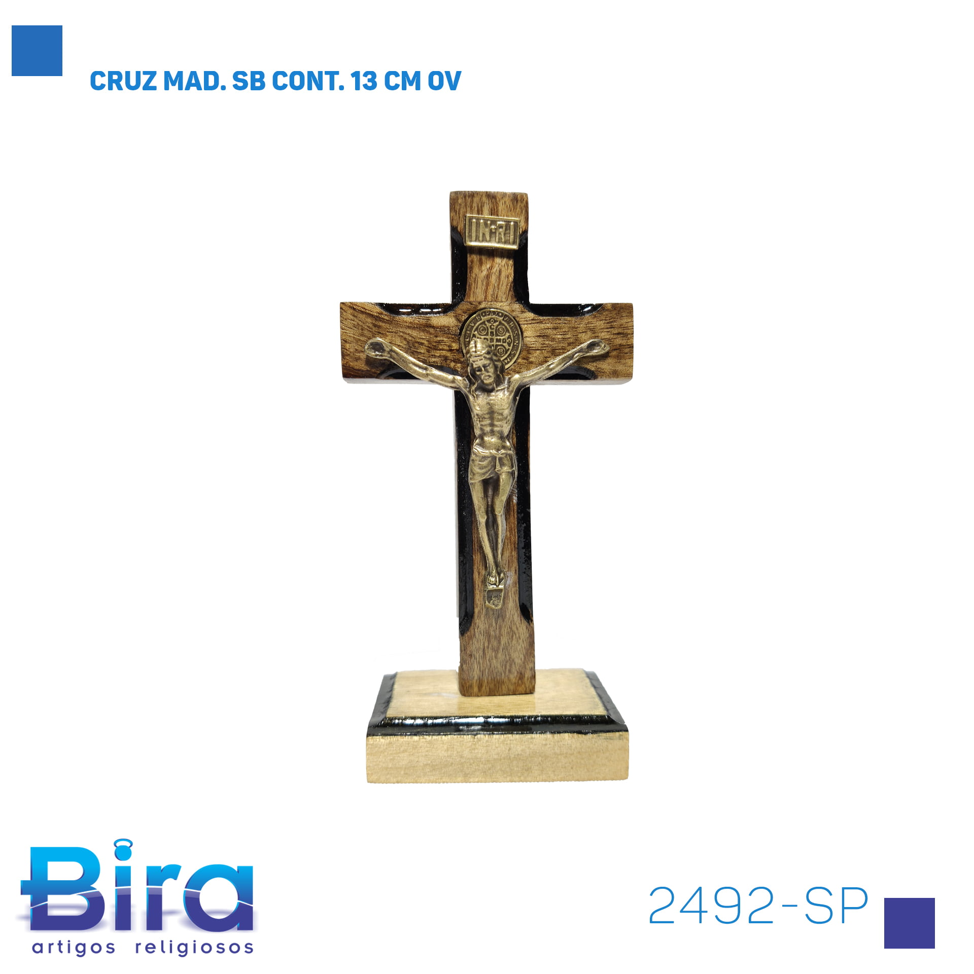 Bira Artigos Religiosos - CRUZ MAD. SB CONT. 13 CM OV - Cód . 2492-SP