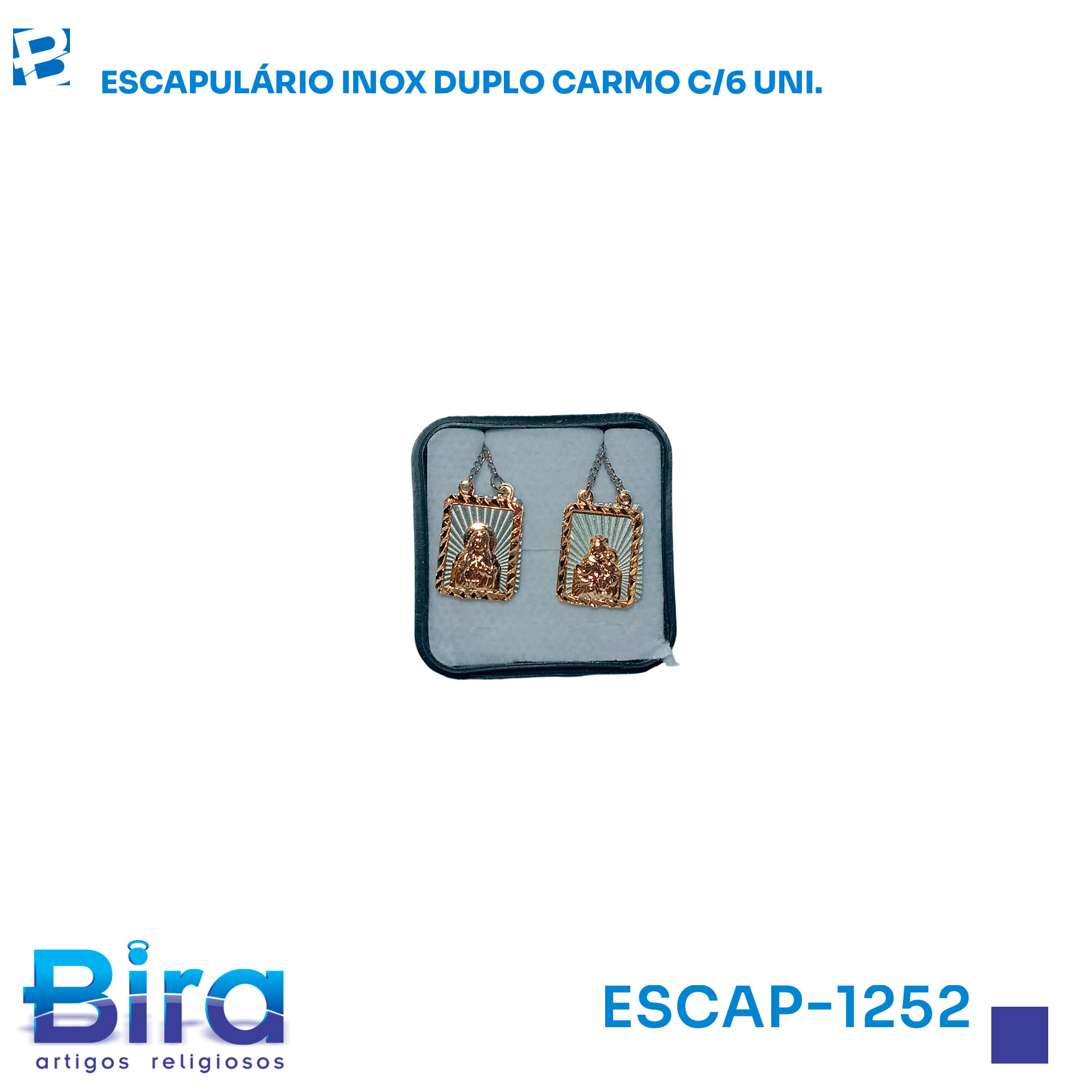 Bira Artigos Religiosos - ESCAPULARIO INOX DUPLO CARMO COM 6 UNIDADES
