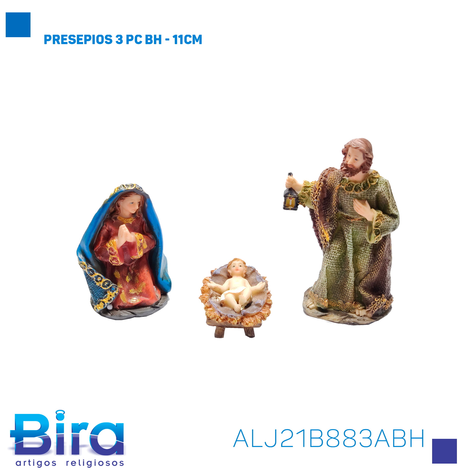 Bira Artigos Religiosos - PRESEPIOS 3 PC BH  11CM - Cód. ALJ21B883ABH