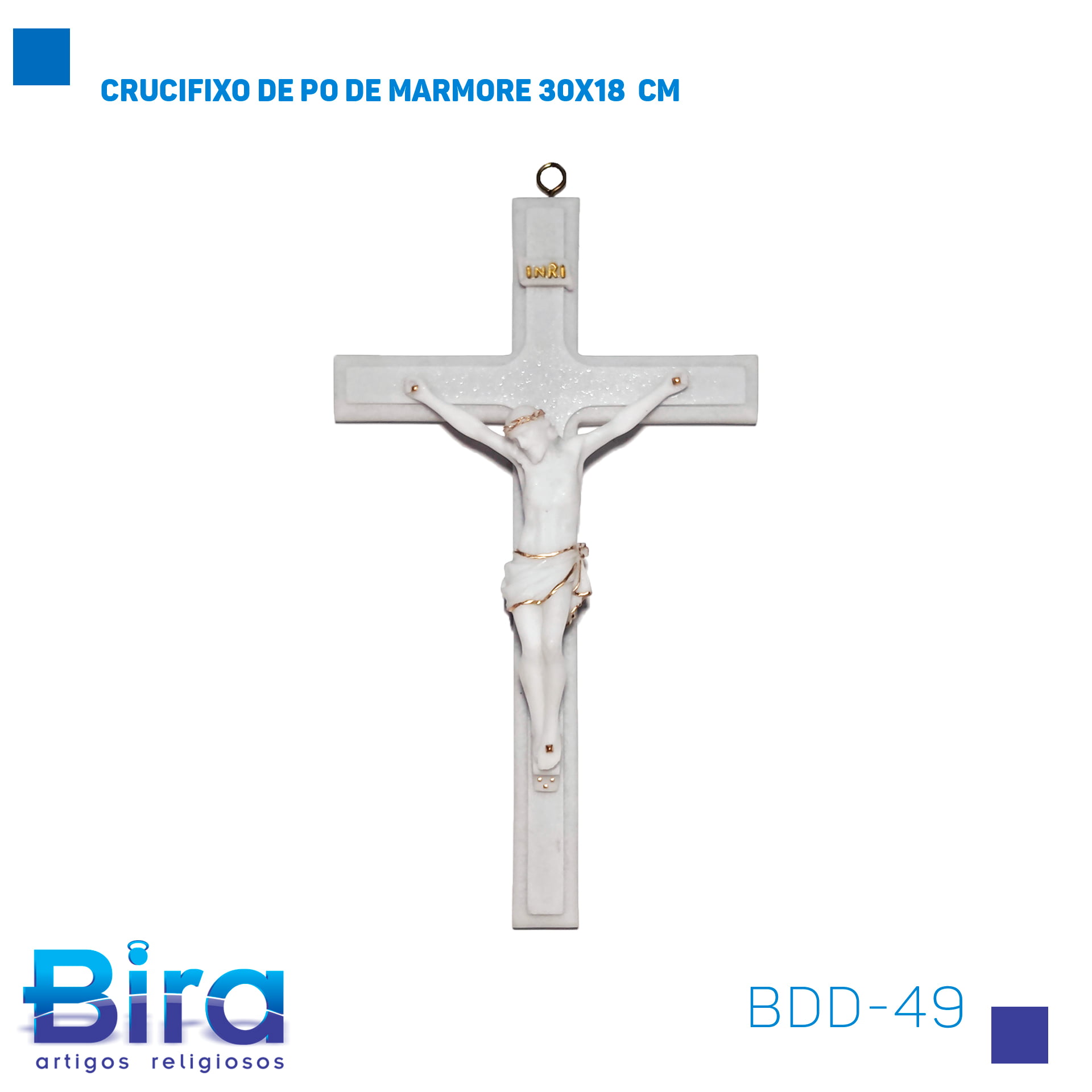Bira Artigos Religiosos - CRUCIFIXO DE PO DE MARMORE 30X18  CM CÓD.: BDD-49