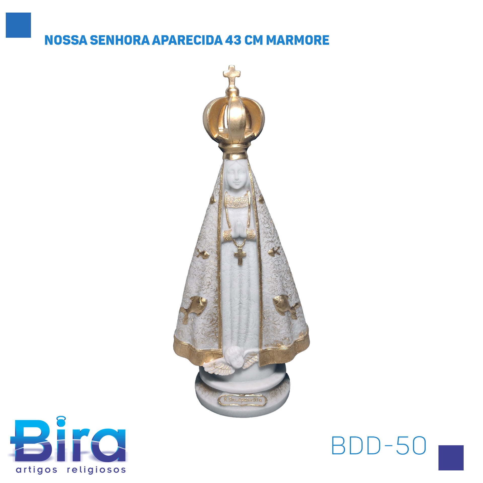 Bira Artigos Religiosos - NOSSA SENHORA APARECIDA 43 CM MARMORE CÓD.: BDD-50