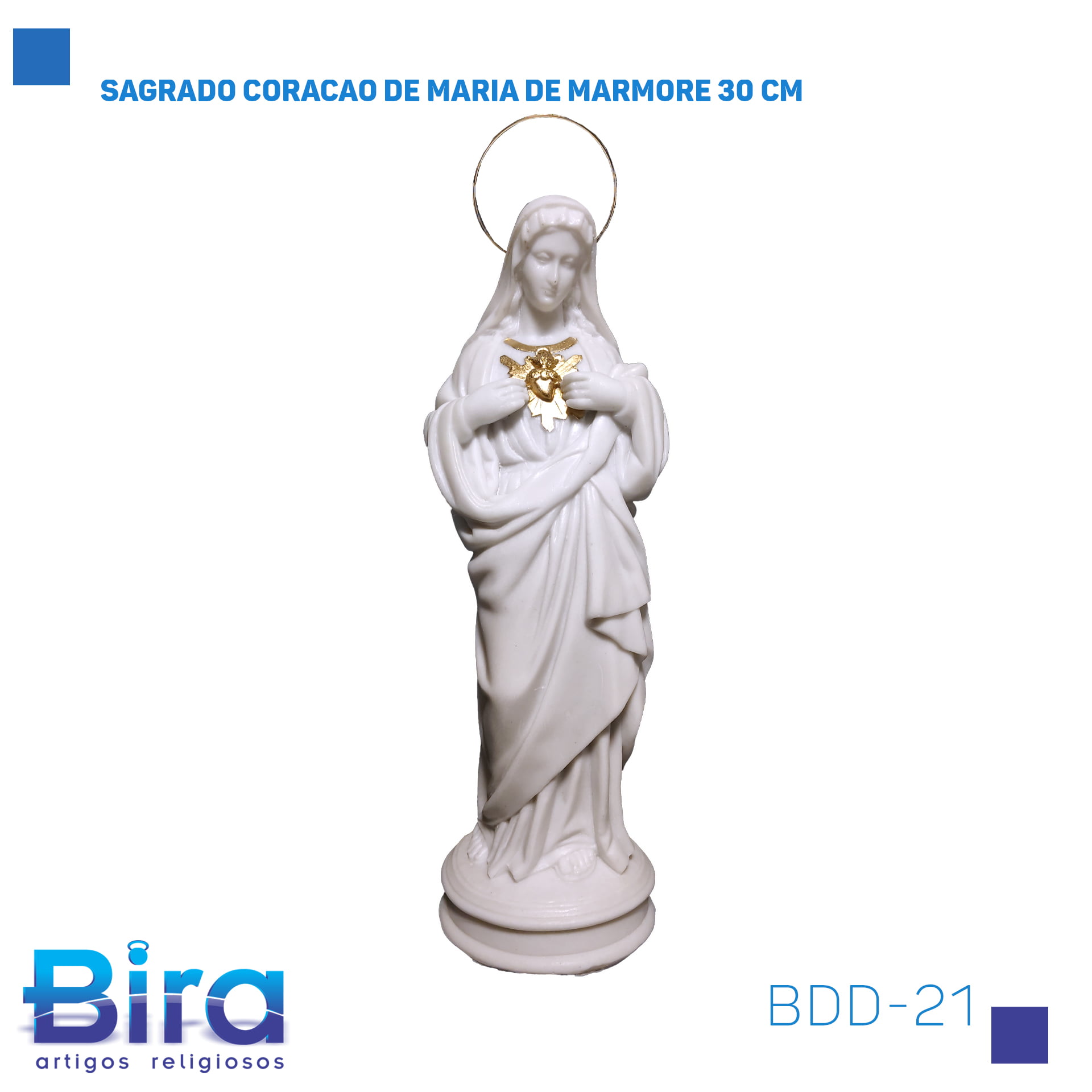 Bira Artigos Religiosos - SAGRADO CORACAO DE MARIA DE MARMORE 30 CM Cód.: BDD-21