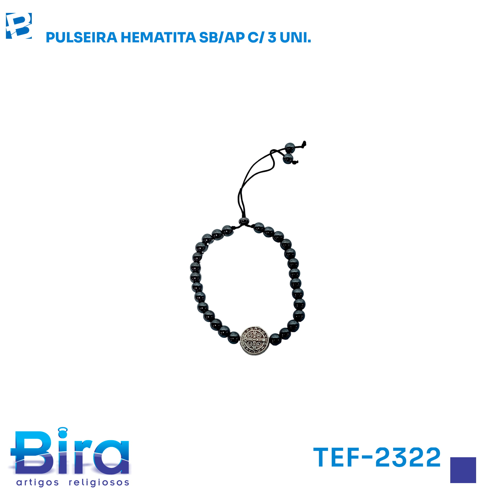 Bira Artigos Religiosos - PULSEIRA HEMATITA S BENTO OU AP REG C/03