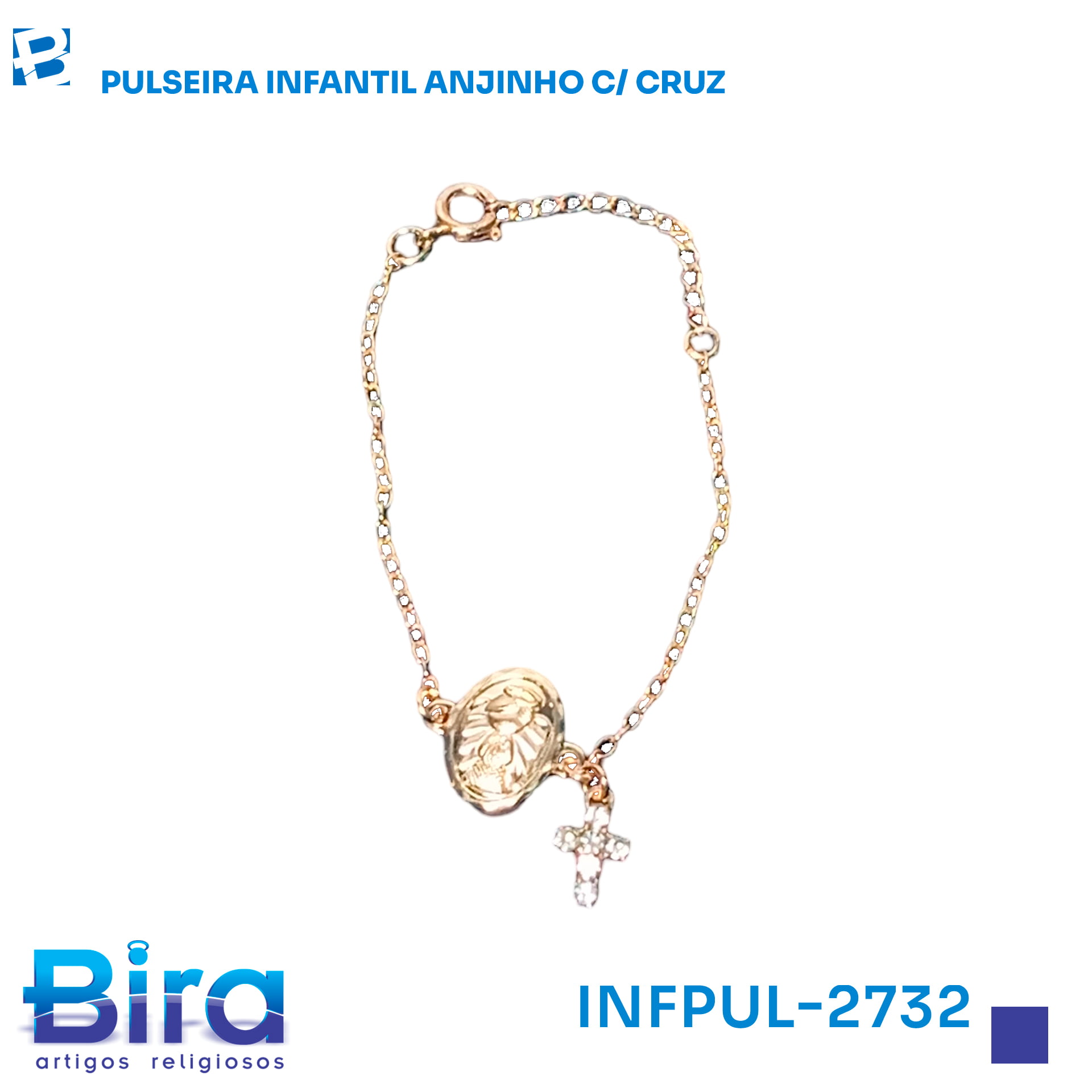 Bira Artigos Religiosos - PULSEIRA INFANTIL ANJINHO C/ CRUZ - Cód.: INFPUL-2732