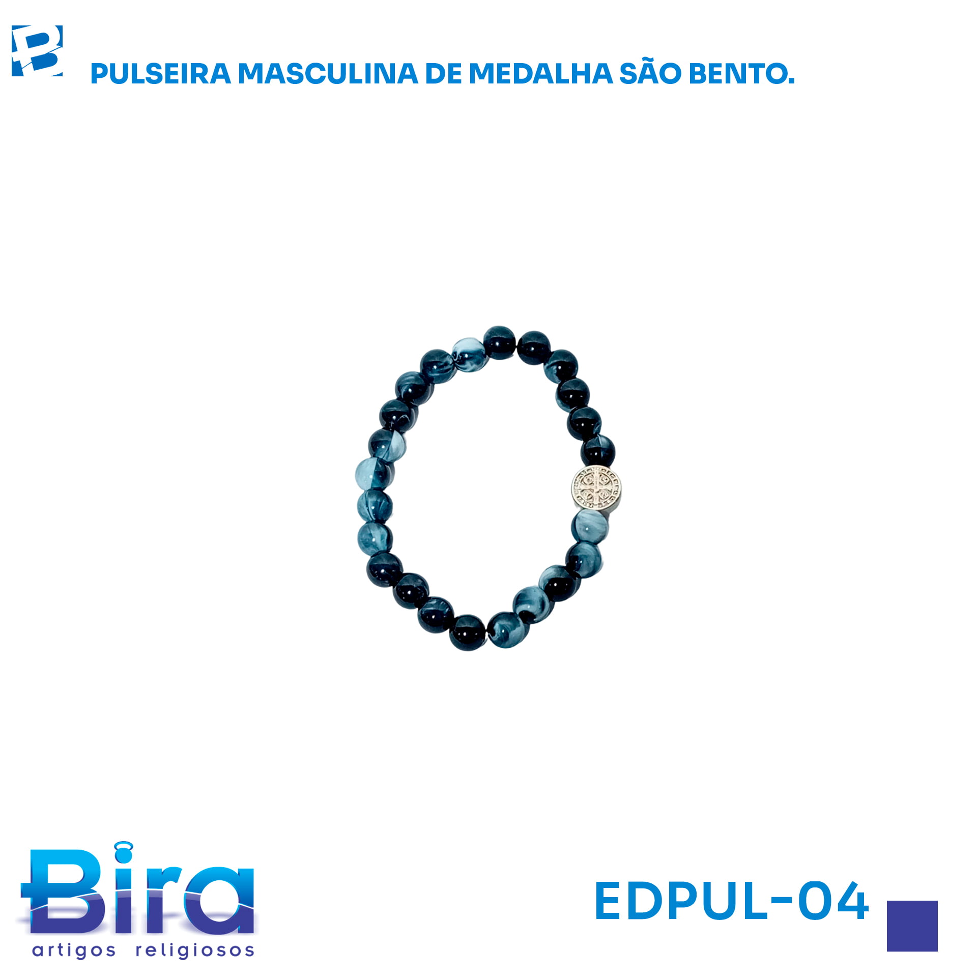 Bira Artigos Religiosos - PULSEIRA MASCULINA MEDALHA SAO BENTO