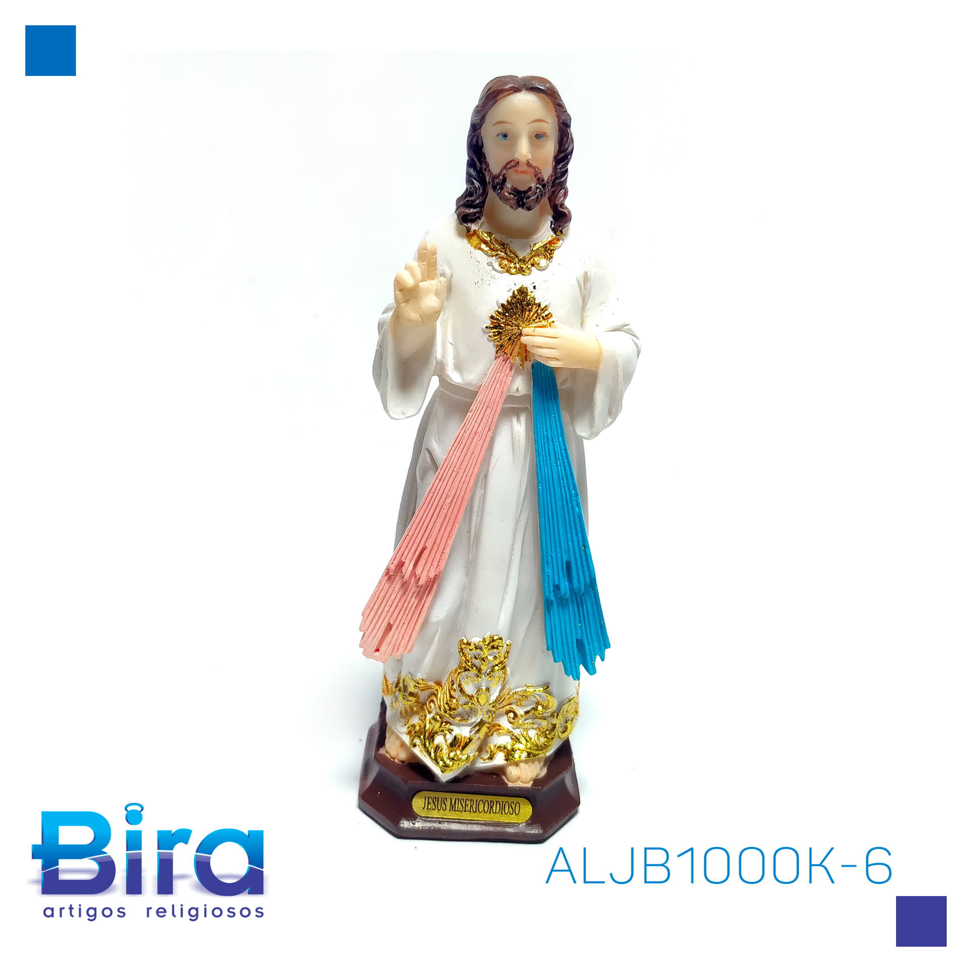 Bira Artigos Religiosos - JESUS MISERICORDIOSO  DE RESINA DE 15 CM - CÓD. ALJB1000K-6
