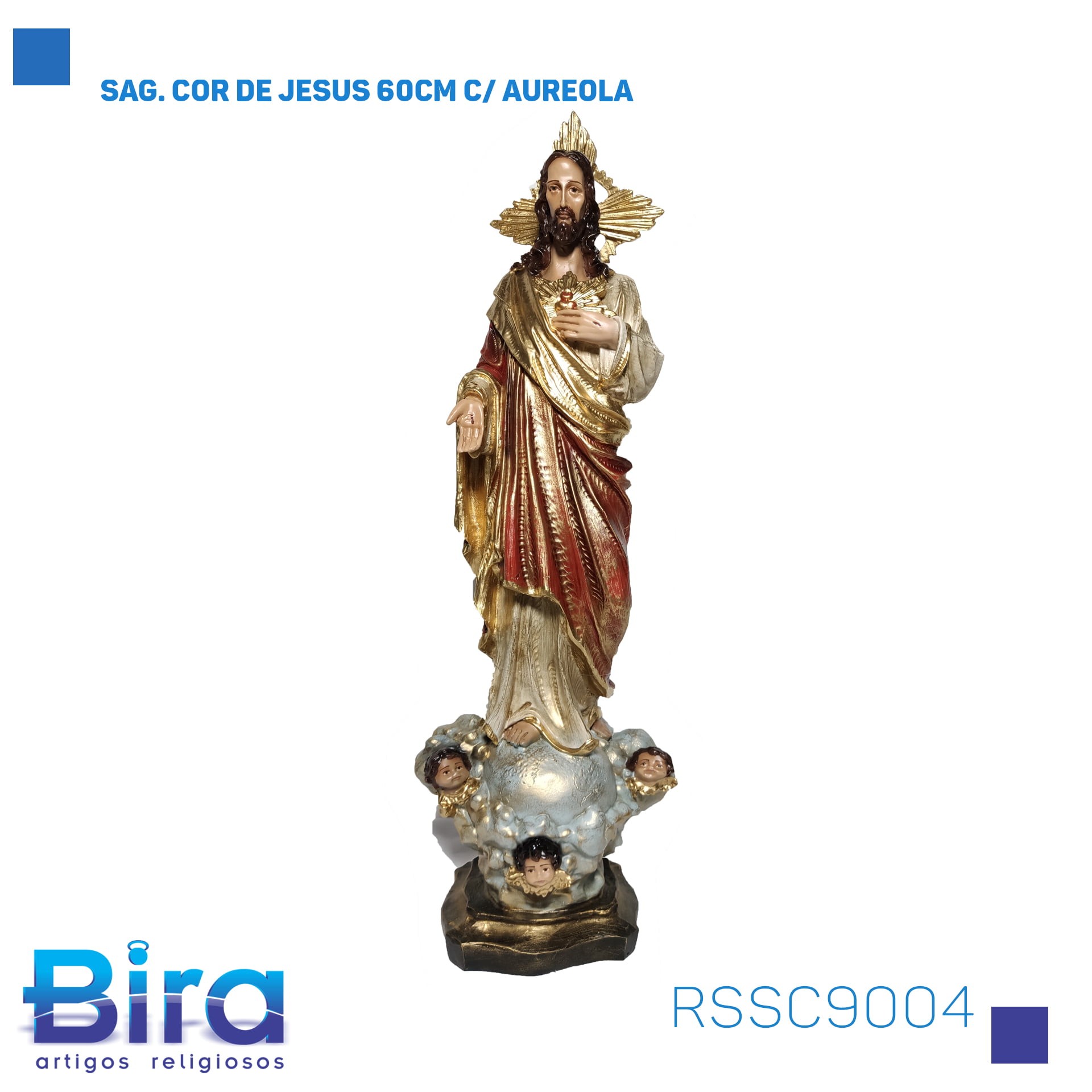 Bira Artigos Religiosos - SAG. COR DE JESUS 60CM C/ AUREOLA Cód. RSSC9004