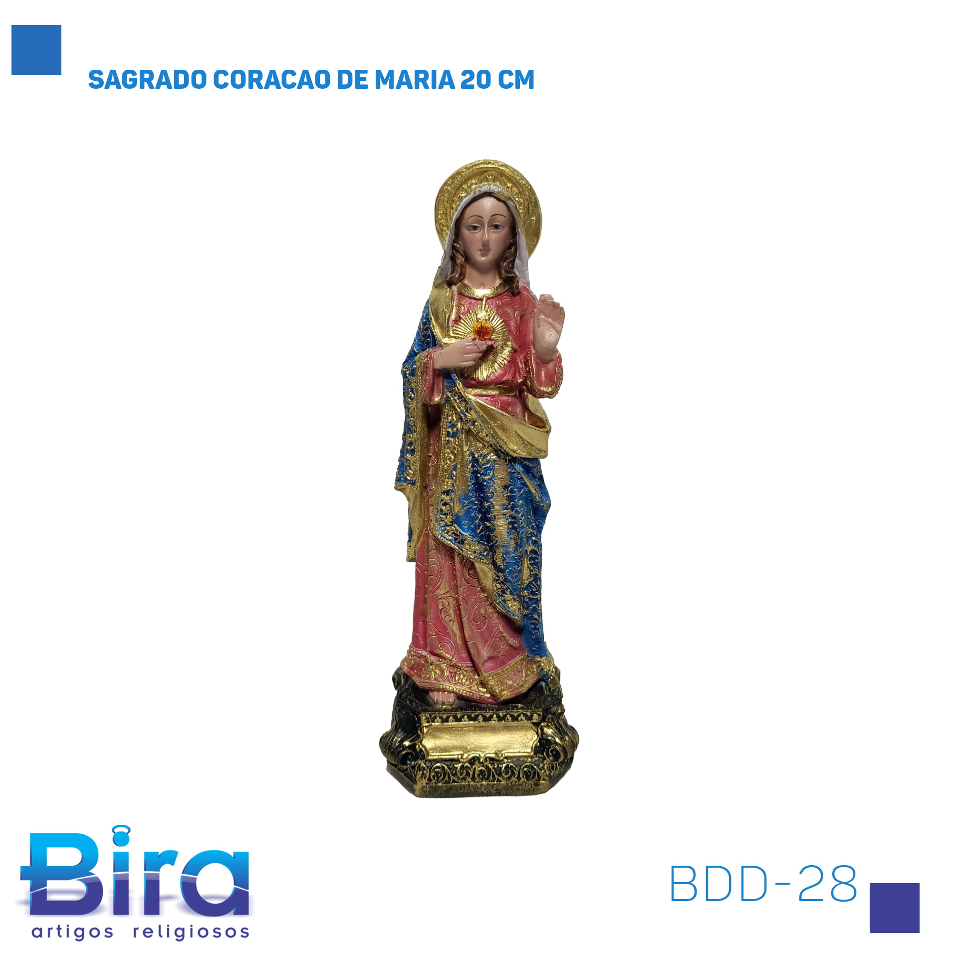 Bira Artigos Religiosos - SAGRADO CORACAO DE MARIA 20 CM Cód.: BDD-28