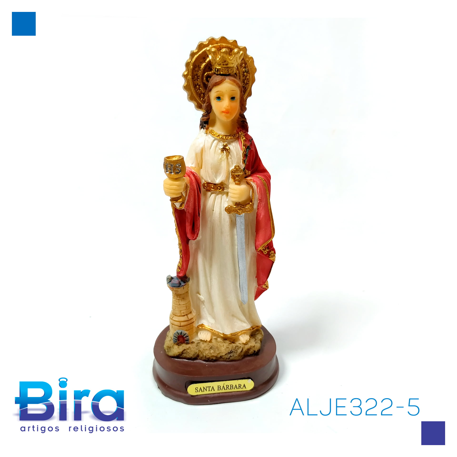 Bira Artigos Religiosos - SANTA BARBARA DE RESINA DE 12,5 CM - CÓD. ALJE322-5