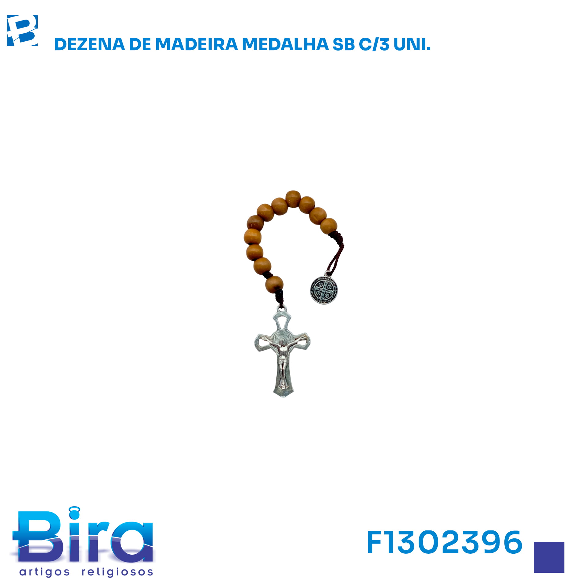 Bira Artigos Religiosos - DEZENA DE MADEIRA MEDALHA SB C/3 UNI.