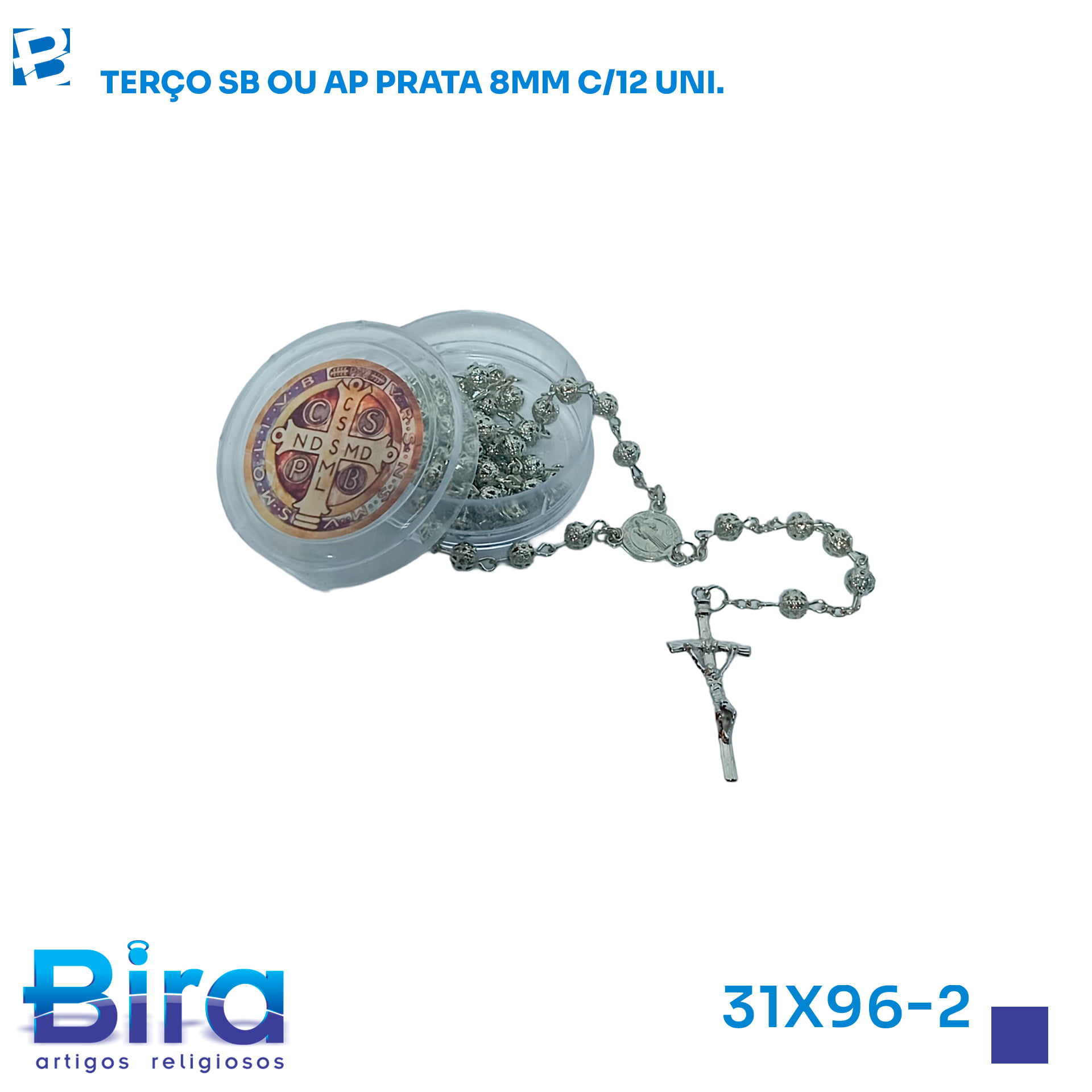 Bira Artigos Religiosos - TERCO SB OU AP PRATA OU DOURADO 8MM C/12 UNI