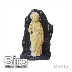 Quadro Sagrado Coração de Jesus em Resina Estilo Pedra - 15cm - Cód. CRP15