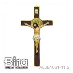 Crucifixo São Bento de Parede em Resina - 28cm - Cód. ALJB1061-11.5