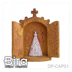 Capela Com N. Sra. Aparecida em Madeira - 26cm - Cód. DP-CAP01