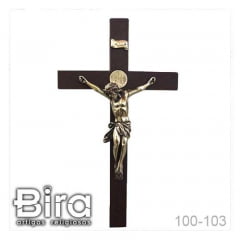 Crucifixo São Bento em Madeira Com Cristo em Metal - 53cm - Cód. 100-103