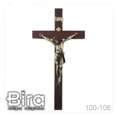 Crucifixo São Bento em Madeira Com Cristo em Metal - 110cm - Cód. 100-106