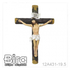Crucifixo em Resina Estilo Madeira - 50cm - Cód. 12A431-19.5