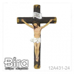 Crucifixo em Resina Estilo Madeira - 60cm - Cód. 12A431-24