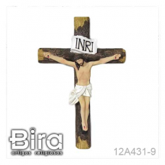 Crucifixo em Resina Estilo Madeira - 23cm - Cód. 12A431-9