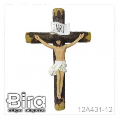 Crucifixo em Resina Estilo Madeira - 30cm - Cód. 12A431-12
