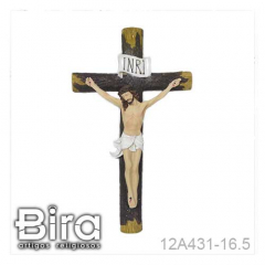 Crucifixo em Resina Estilo Madeira - 42cm - Cód. 12A431-16.5