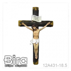 Crucifixo em Resina Estilo Madeira - 47cm - Cód. 12A431-18.5