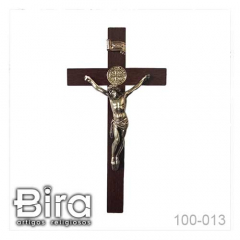 Crucifixo em Madeira Escura - 15x30cm - Cód. 100-013