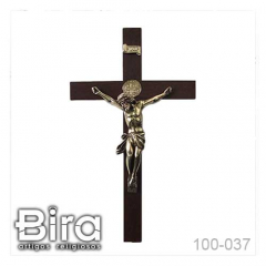 Crucifixo em Madeira Escura - 30x53cm - Cód. 100-037