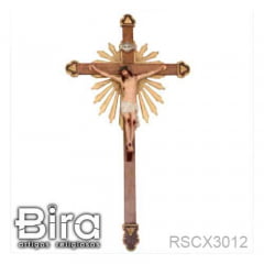 Crucifixo Ornado em Madeira Com Cristo em Resina - 120cm - Cód. RSCX3012