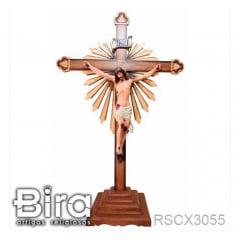 Crucifixo Ornado em Madeira Com Base - 170cm - Cód. RSCX3055