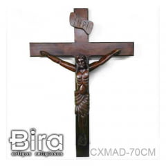 Crucifixo Todo em Madeira - 115x80cm - Cód. CXMAD-70CM