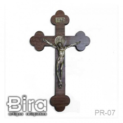 Crucifixo Flor em MDF Com Fita Dupla Face - 23cm - Cód. PR-07
