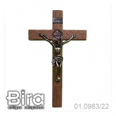Crucifixo em Madeira Cristo em Metal - 29cm - Cód. 01.0983/22