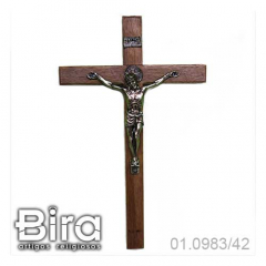 Crucifixo em Madeira Cristo em Metal - 40cm - Cód. 01.0983/42
