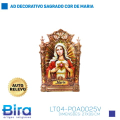 Adesivo Decorativo Sagrado Coração de Maria em Alto Relevo - 27x39cm - Cód. LT04-POA0025V