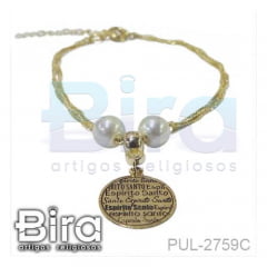 Pulseira Folheada Com Pérola e Medalha Divino Espírito Santo - Cód. PUL-2759C