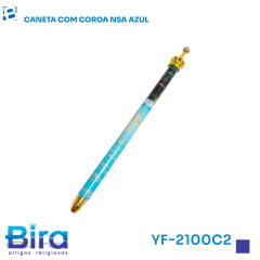 Bira Artigos Religiosos - CANETA COM COROA NS APARECIDA AZUL - CÓD. YF-2100C2