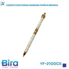 Bira Artigos Religiosos - CANETA COM COROA SAGRADA FAMÍLIA BRANCA - CÓD. YF-2100C5