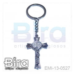 Chaveiro Crucifixo de São Bento em Metal - Cód. EMI-13-0527