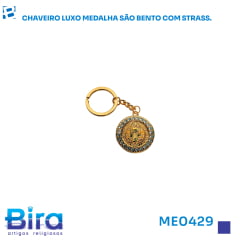 CHAVEIRO LUXO MEDALHA SAO BENTO COM STRASS