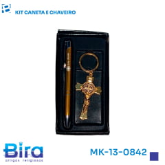 Kit Chaveiro Crucifixo de São Bento e Caneta - Cód. MK-13-0842 Kit Chaveiro Crucifixo de São Bento e Caneta - Cód. MK-13-0842