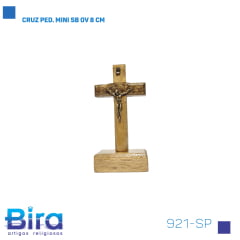 Crucifixo em Madeira Com Pedestal - 8cm - Cód. 921-SP