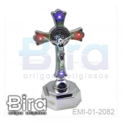 Crucifixo São Bento de Plástico Com Led - 18cm - Cód. EMI-01-2082