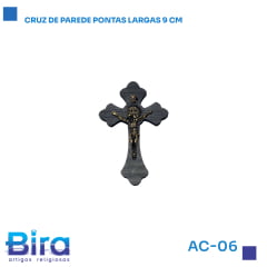 Bira Artigos Religiosos - CRUZ DE PAREDE PONTAS LARGAS 9CM  Cód.: AC-06
