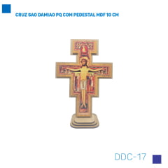 Bira Artigos Religiosos - CRUZ SAO DAMIAO PQ COM PEDESTAL MDF 10 CM Cod. DDC-17